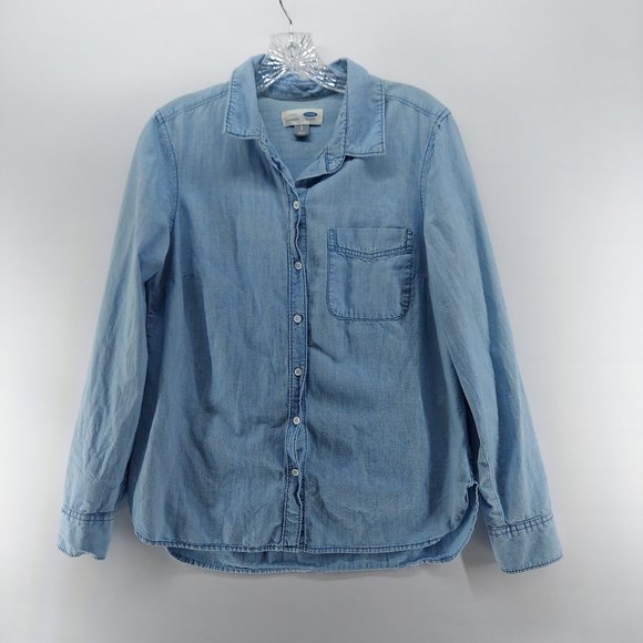 old navy Classic Chambray Button Front Shirt - Picture 1 of 10